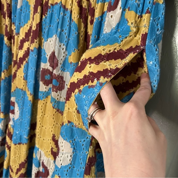 Oliphant Midi Dress with Puff Sleeves and Floral Pattern Patola Mustard - Picture 3 of 6